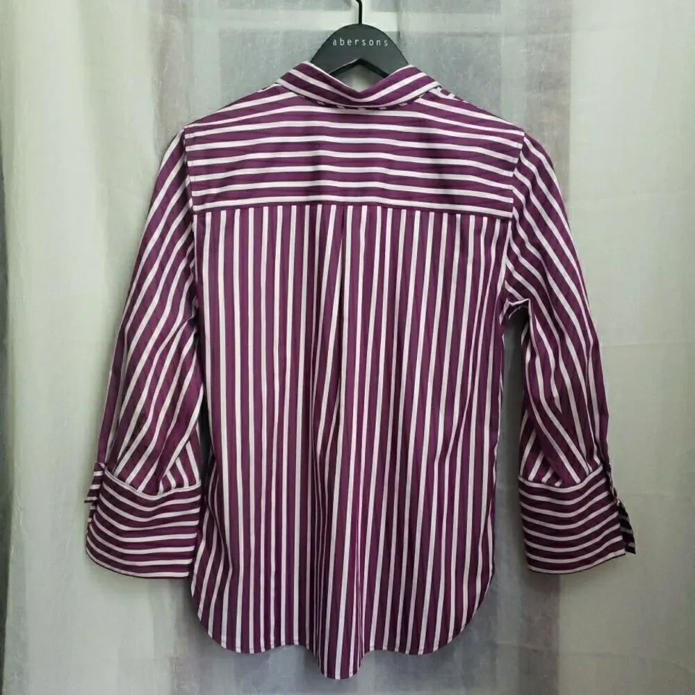 Chico's Women Striped Long Sleeve Button-Up Shirt Multicolor Size 0 US S